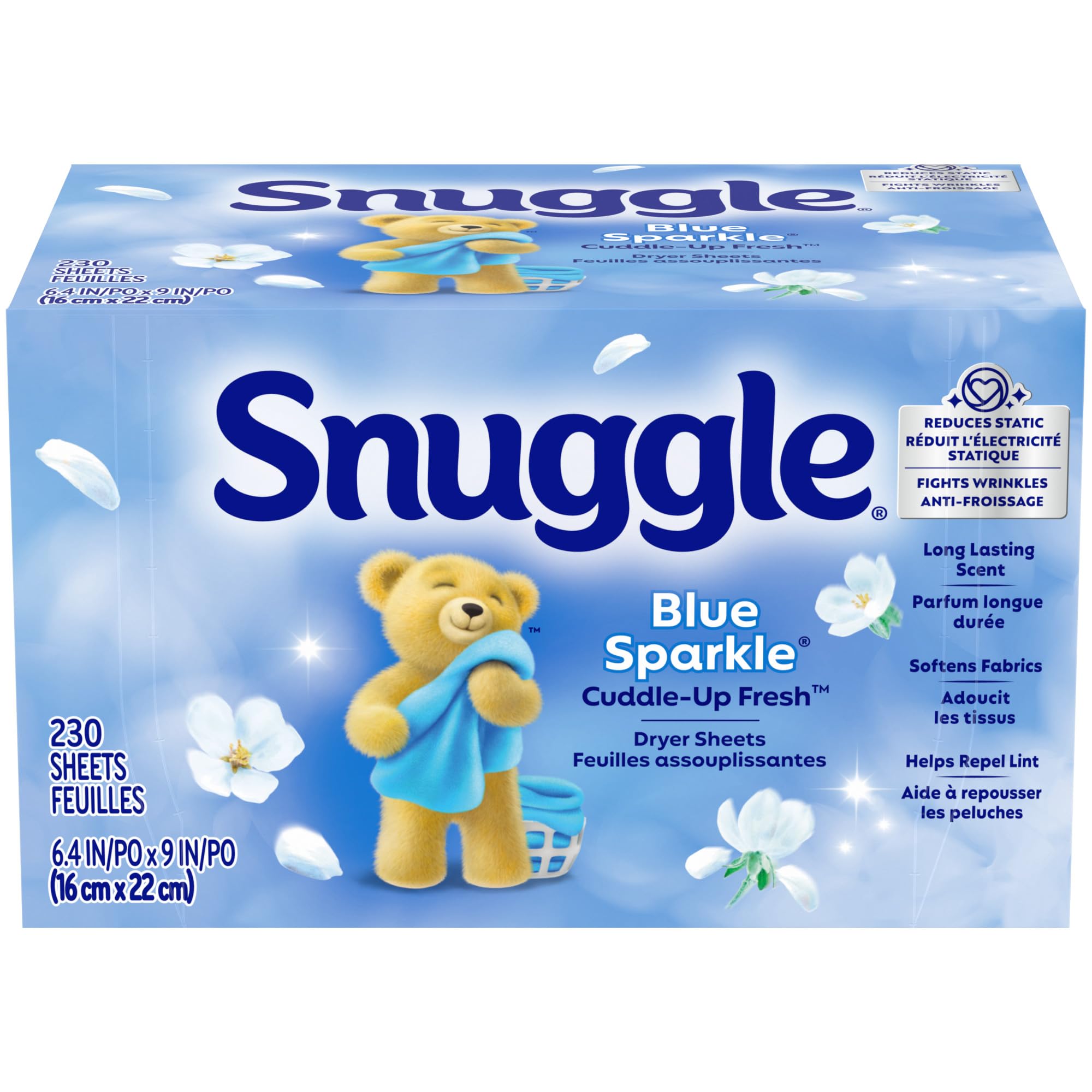 Snuggle Fabric Softener Dryer Sheets, Long-Lasting Fresh & Clean Scent, Softens Fabric, Reduces Static, Fights Wrinkles, Helps Repel Lint & Pet Hair