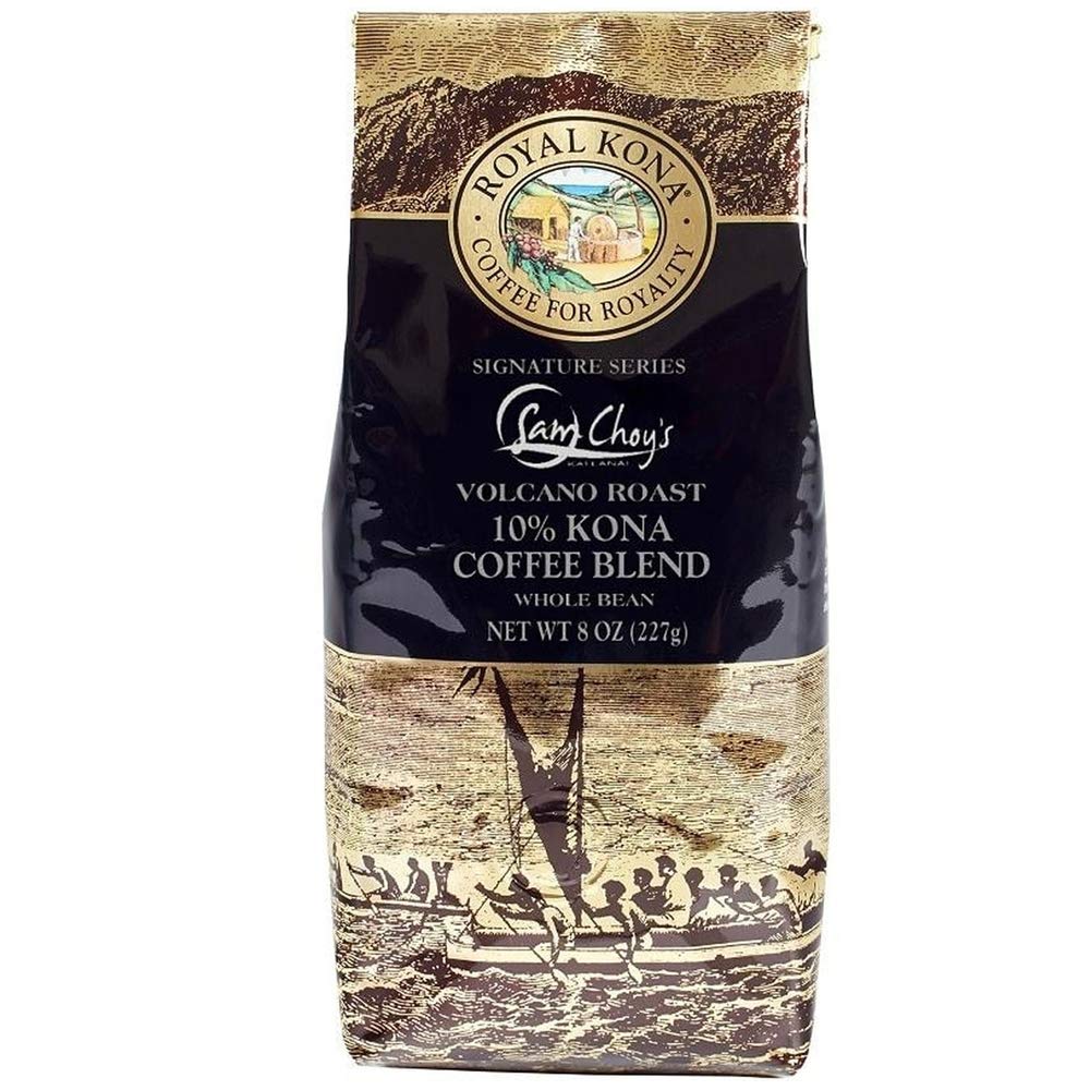 Royal Kona 10% Kona Coffee, Sam Choy's Volcano Roast/Ground, 8 Ounce