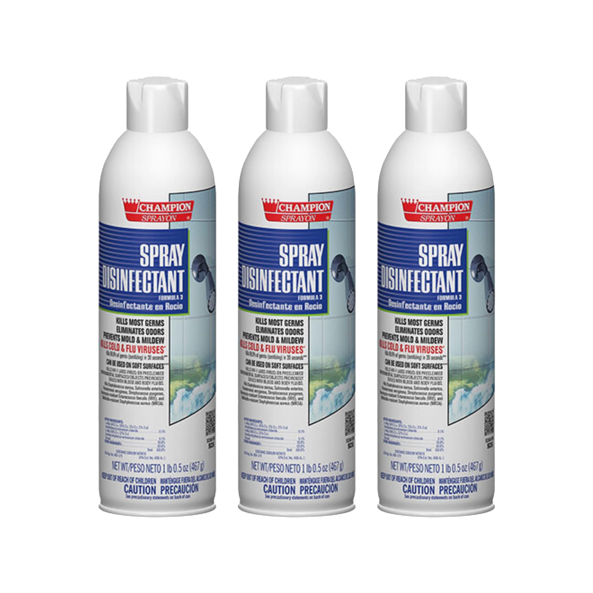 Champion Aerosol Disinfectant Original Scent. 3-16.5 oz. Net cans.