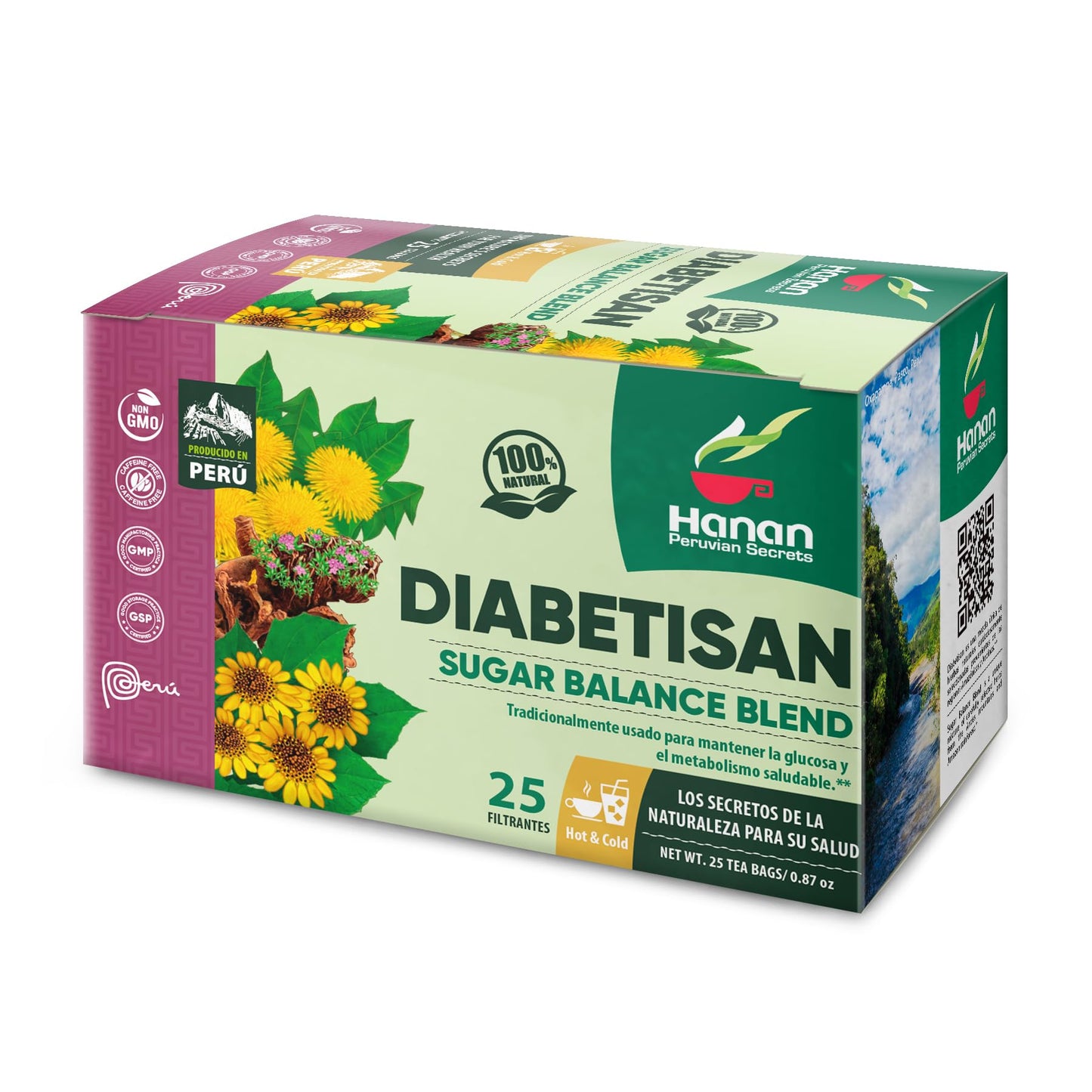 Hanan Peruvian Secrets Herbal Tea - 100% Natural Balance Tea Blend 25 Teabags Traditionally used for Supporting overall health