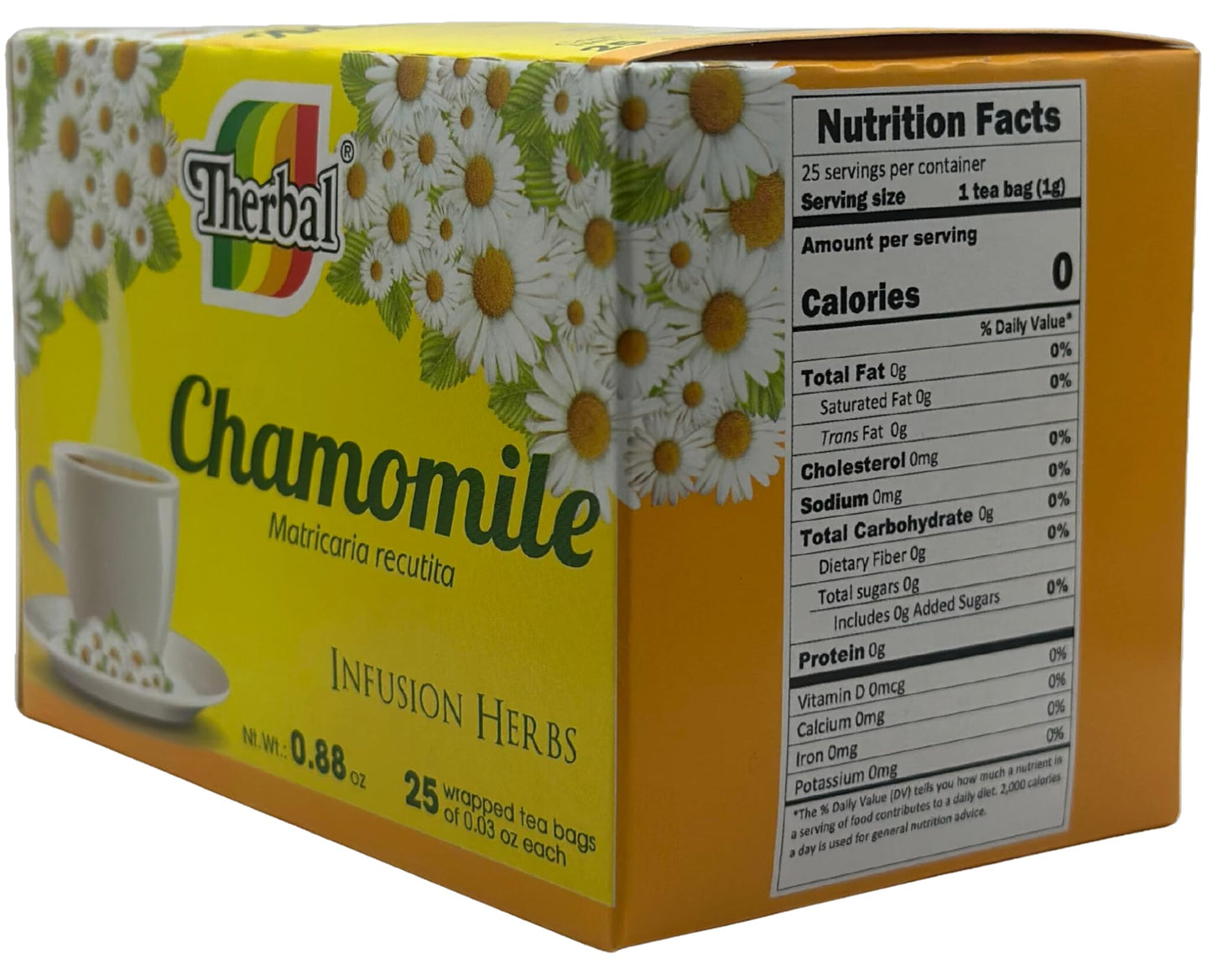 Therbal - Chamomile Tea (25ct) - Té de Manzanilla Sobres de 1g Cada Uno