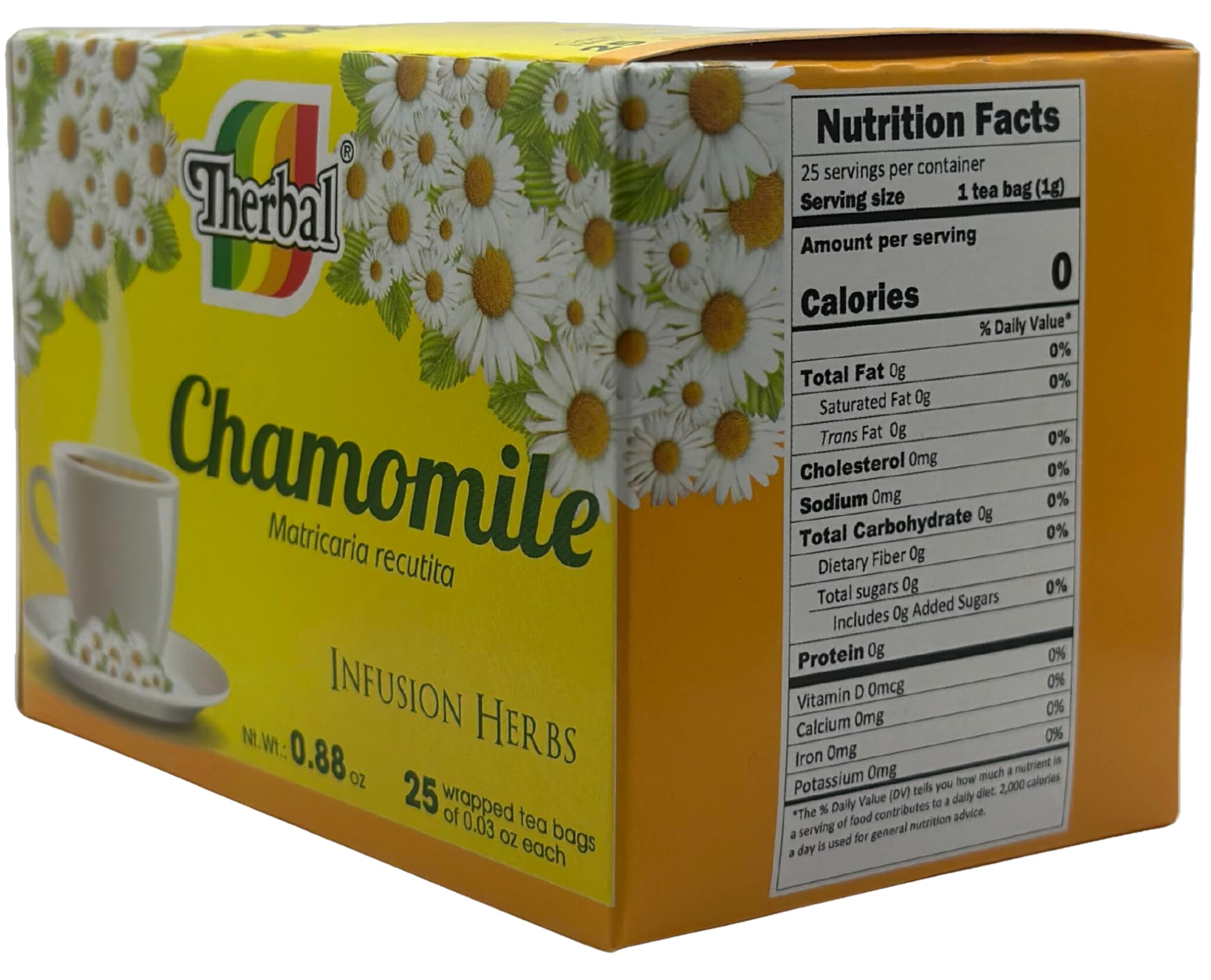 Therbal - Chamomile Tea (25ct) - Té de Manzanilla Sobres de 1g Cada Uno