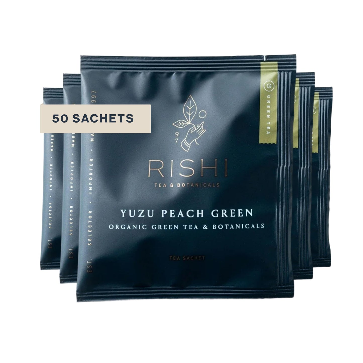 Rishi Tea Yuzu Peach Green Tea - Organic Loose Leaf Green & Herbal Blend, Naturally Sweet & Low Caffeine, Enjoy Hot or Iced - 50 Count