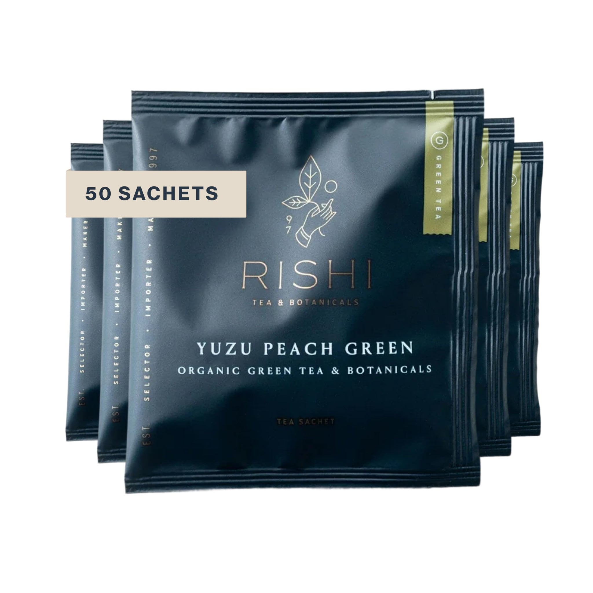 Rishi Tea Yuzu Peach Green Tea - Organic Loose Leaf Green & Herbal Blend, Naturally Sweet & Low Caffeine, Enjoy Hot or Iced - 50 Count