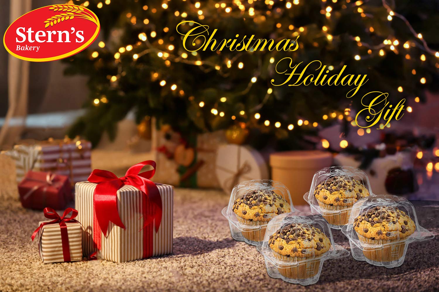 Fresh Bakery Muffins | Chocolate Chip Muffins | 4 Individually Wrapped Muffins Included | Delicious Coffee Cake | 4 oz Per Muffin | Stern’s Bakery