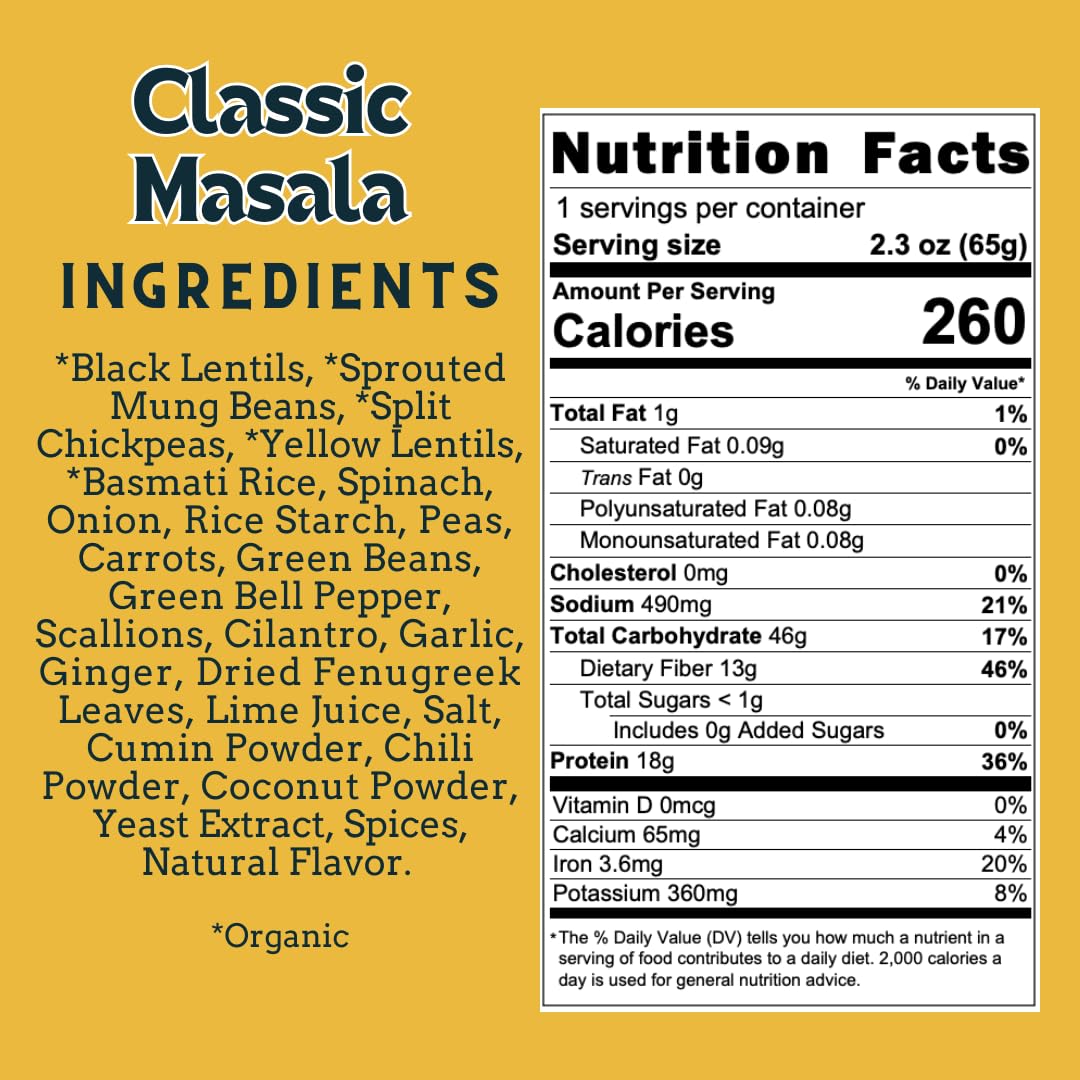 Aahana's Classic Masala Sprouted Power Bowl - Gluten Free Vegan, 6 Pack