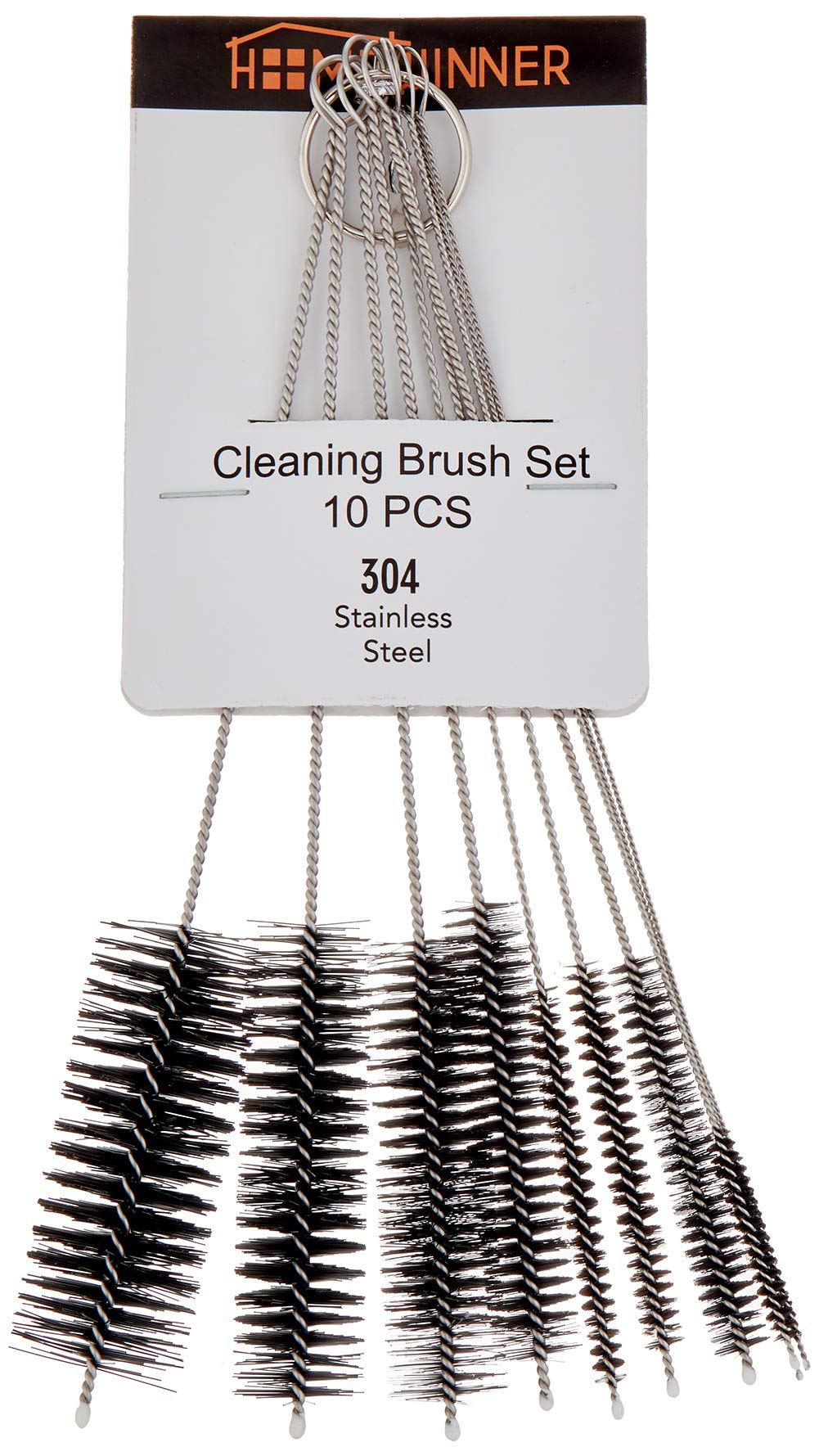 Pipe Cleaners Homewinner 8 inch Nylon Bottle Straw Cleaning Brush Set Stainless Steel Handle Flexible Tube Brushes Multiple Size, Set of 10
