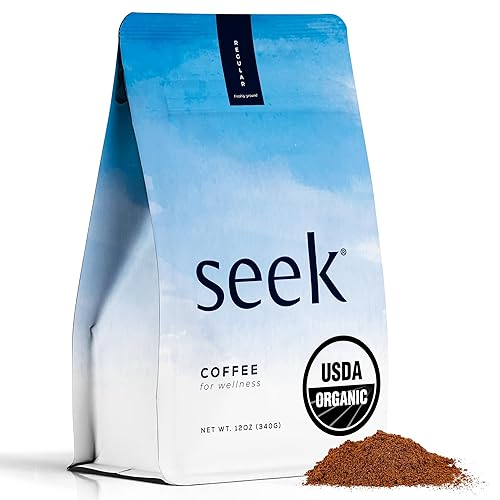 Seek Mold Free Coffee - Low Acid Coffee - Certified Organic Clean Coffee - Non-GMO 100% Arabica Ground Coffee - Third Party Tested For Mycotoxins