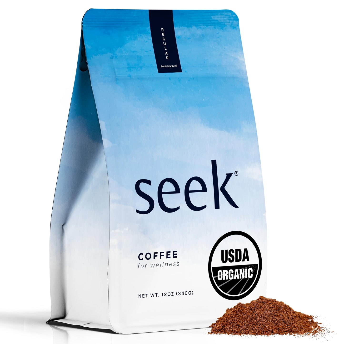 Seek Mold Free Coffee - Low Acid Coffee - Certified Organic Clean Coffee - Non-GMO 100% Arabica Ground Coffee - Third Party Tested For Mycotoxins