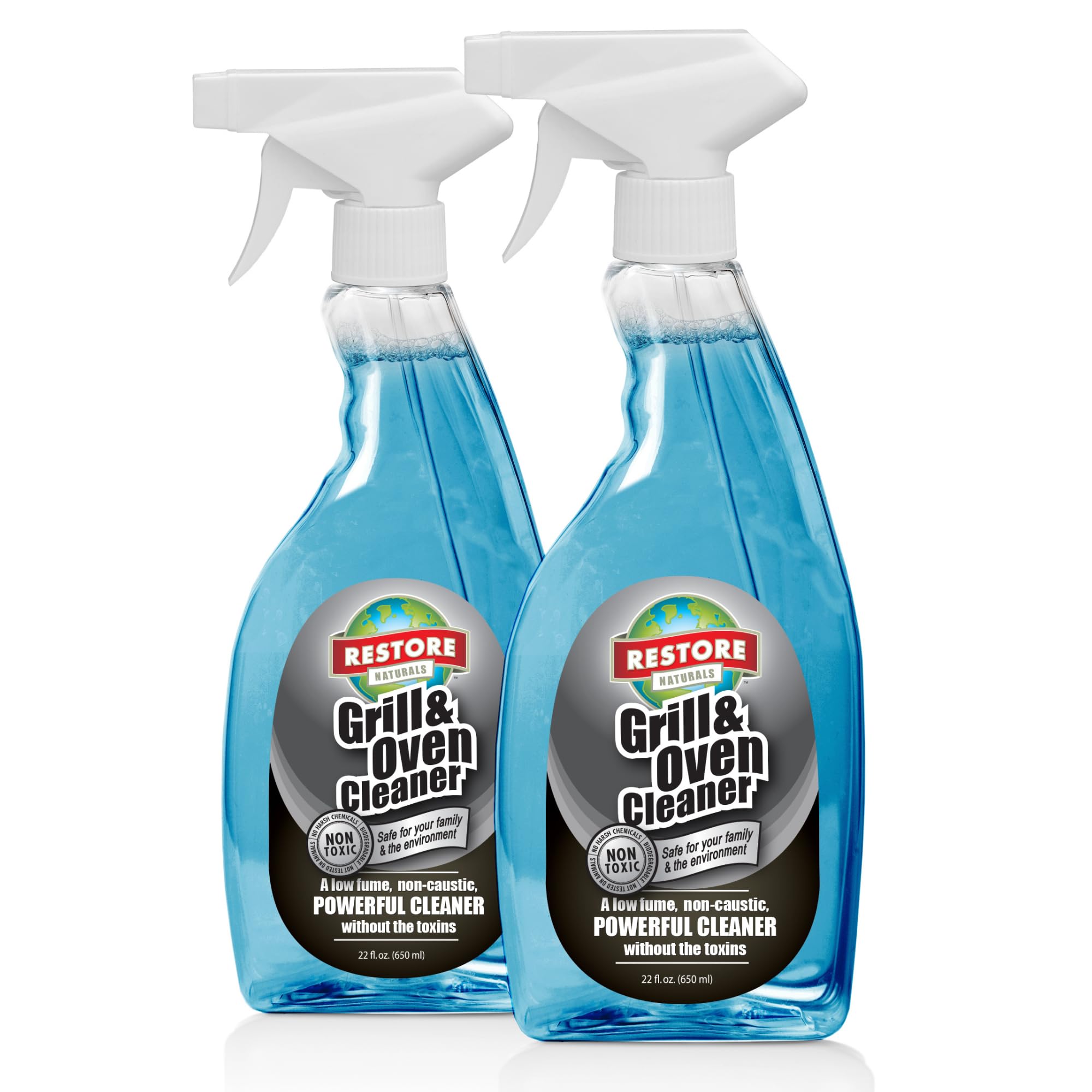 Restore Naturals Grill and Oven Cleaner - 22 Fl Oz - Non-Toxic Stove Cleaner | Low Fume | Non-Caustic, Powerful Formula | Cruelty-Free - 2 Pack