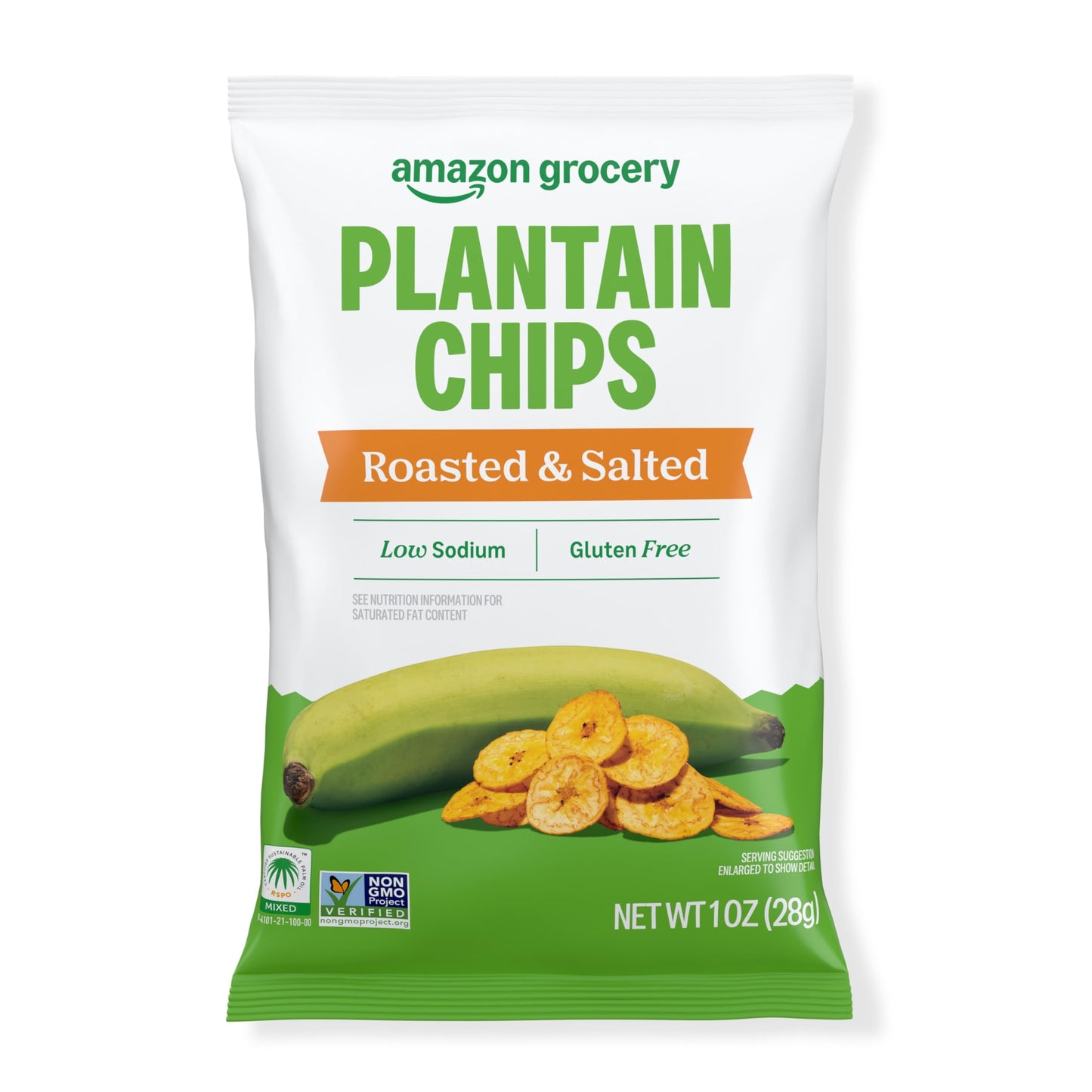 Amazon Grocery, Roasted & Salted Plantain Chips, 1 Oz, 36 Ct