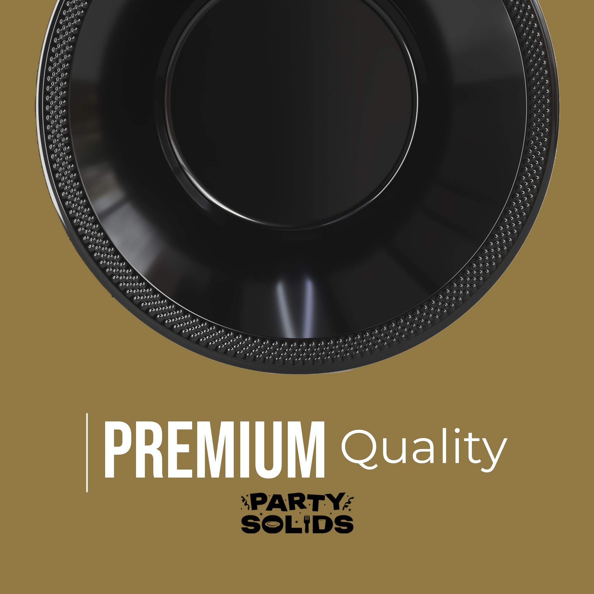 Exquisite Party Solids 12 Oz Black Plastic Bowls Disposable Bowls for Hot Food Soup 100 Pcs - For Soup, Salad, Cereal, Desserts & Party Supplies