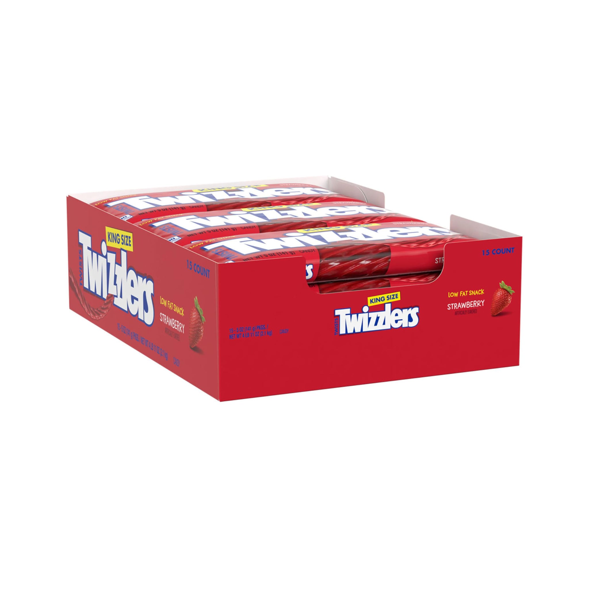 TWIZZLERS Twists Strawberry Flavored King Size, Chewy Candy Packs, 5 oz (15 Count)