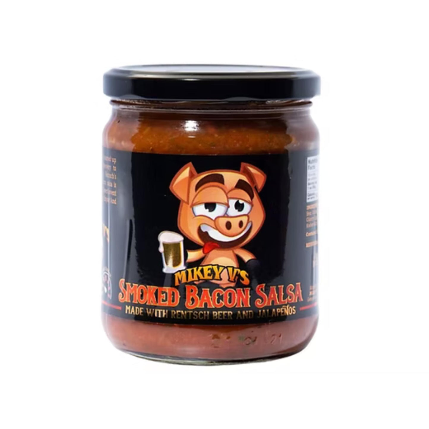 Mikey V's Smoked Bacon Salsa, 16 oz Jar - Gourmet Medium Heat Salsa with Real Bacon & Bold Savory Flavor - Perfect for Chips, Tacos, Burgers, Eggs