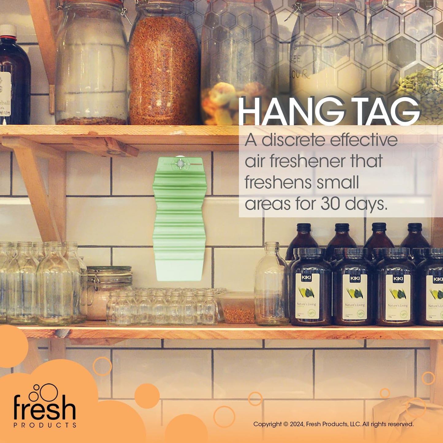 Fresh Products Hang Tag Air Freshener for Small Spaces Discreet Made with Natural Oils Suction Cup to Flat Surfaces Made in the USA Herbal Mint 12