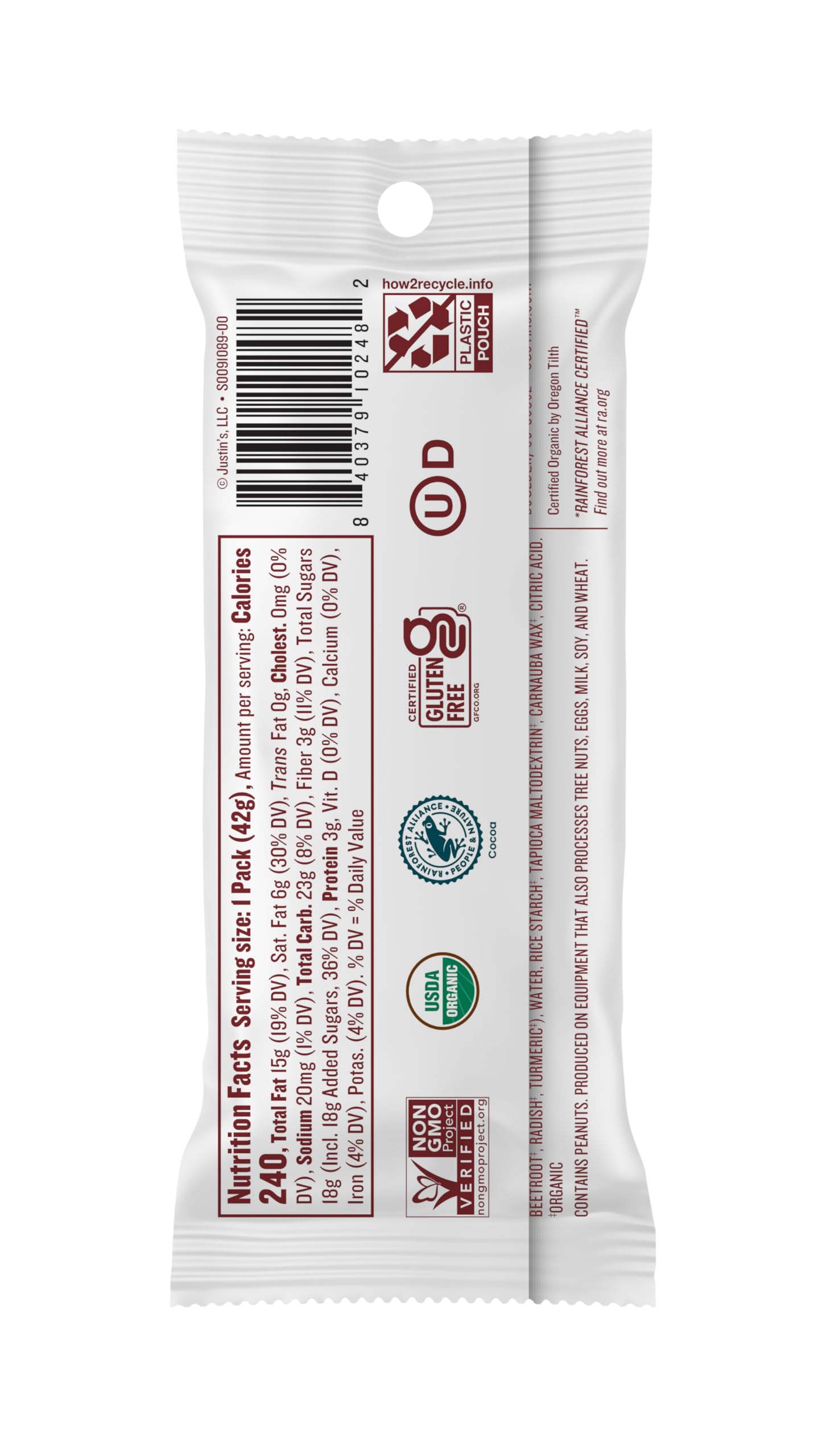 Justin's Dark Chocolate Peanut Candy Pieces 12pk of 1.5oz bags Organic, Gluten Free, Non-GMO, Responsibly Source, Rainforest Alliance Certified Cocoa