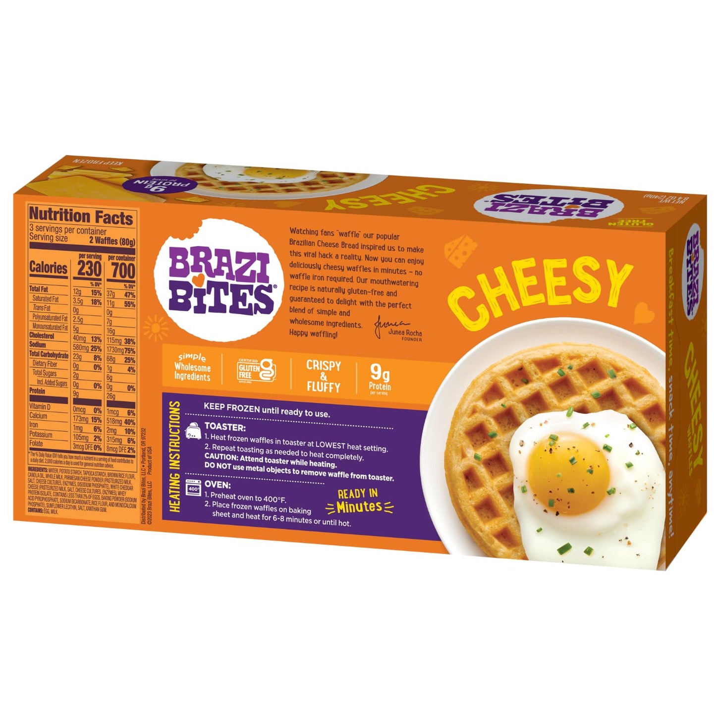 Brazi Bites Gluten-Free Cheesy Waffles | Six Count Cartons (8-pck)