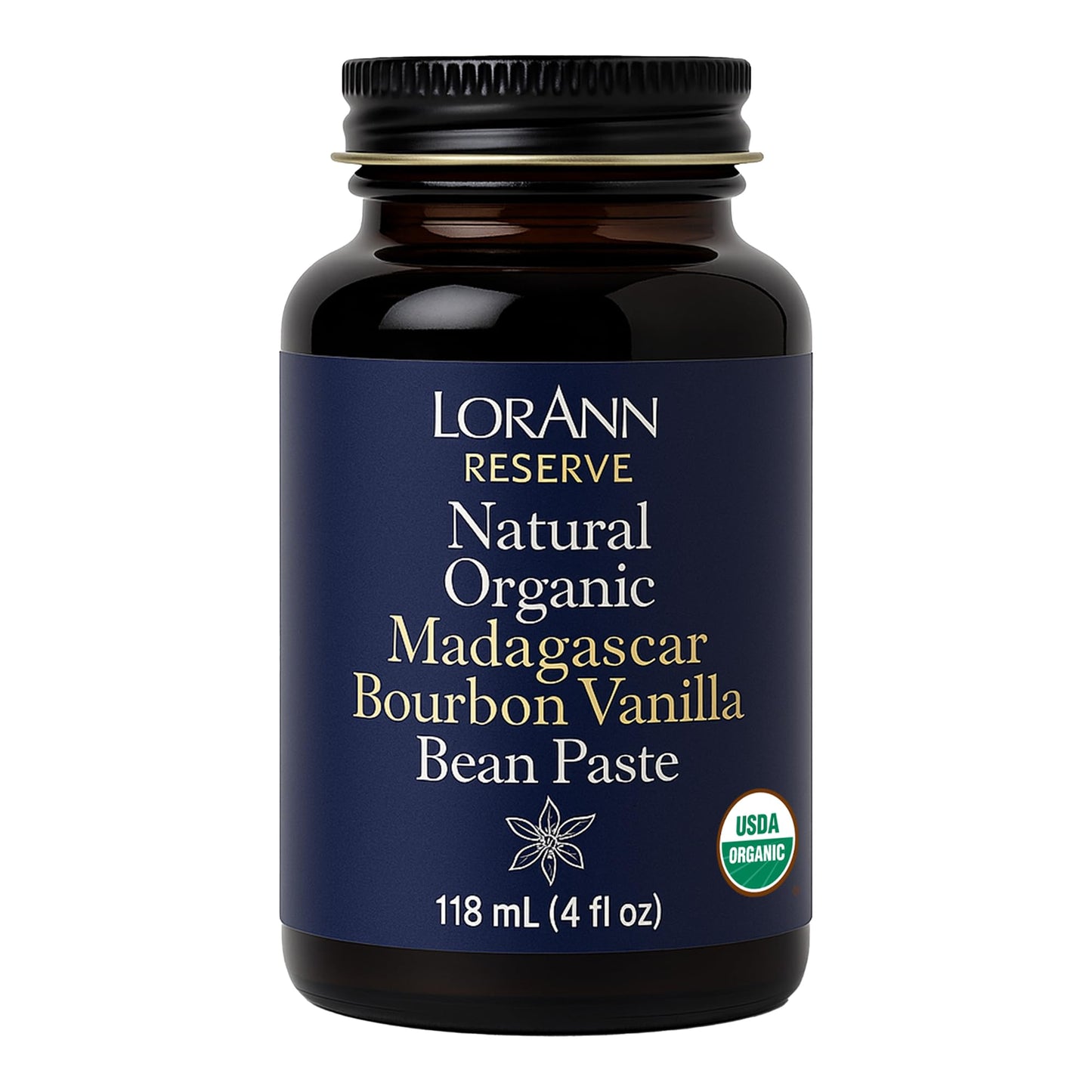 LorAnn Oils Reserve Natural Organic Madagascar Bourbon Vanilla Bean Paste - Pure and Organic Bean Extract for Baking, Madagascar Flavor, Bourbon