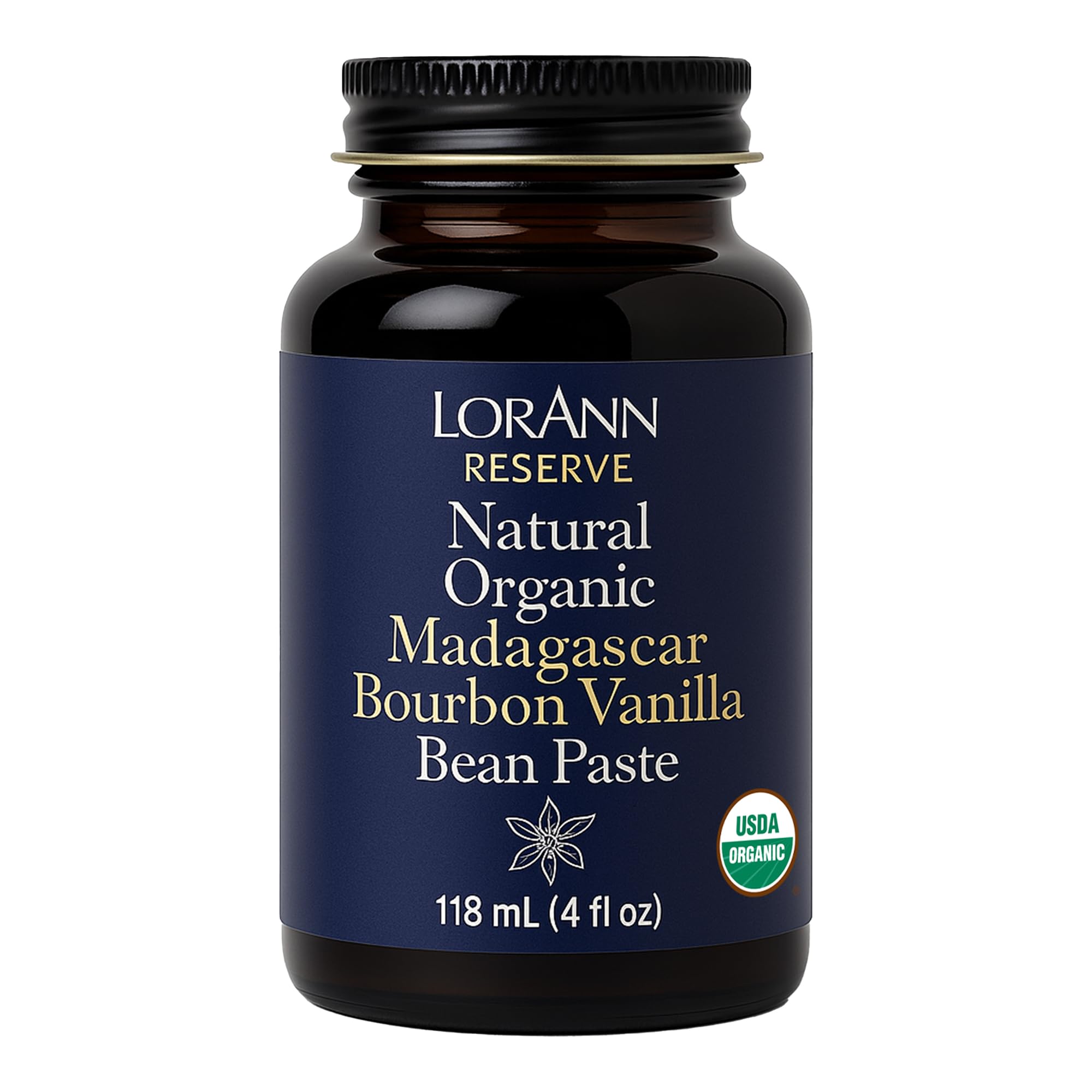 LorAnn Oils Reserve Natural Organic Madagascar Bourbon Vanilla Bean Paste - Pure and Organic Bean Extract for Baking, Madagascar Flavor, Bourbon