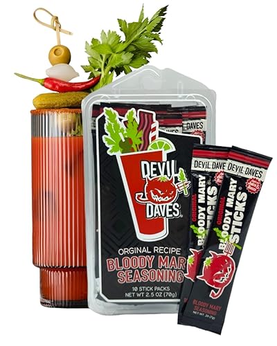 Devil Daves Bloody Mary Stick Packs, Original Medium (10 Pack) | Single Serve Bloody Mary Mix Packets, Dry Seasoning for Tomato Juice cocktails.