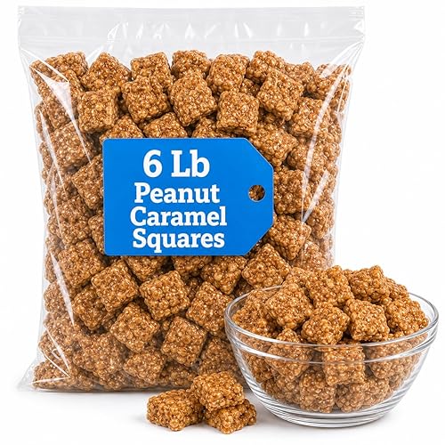 Peanut Caramel Candy Squares, Crunchy Old-Fashioned Sweet Treat, 6 lb Bag