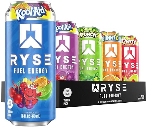 RYSE Fuel Energy Drink - Variety Pack - Sugar Free, Gluten Free & Vegan - 200mg Natural Caffeine, Taurine & Choline for Focus & Energy - No Artificial