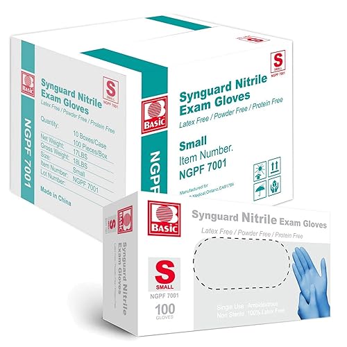 Medical Blue Nitrile Exam Gloves - Latex-Free & Powder-Free - NGPF7001 (Case of 1,000), Small