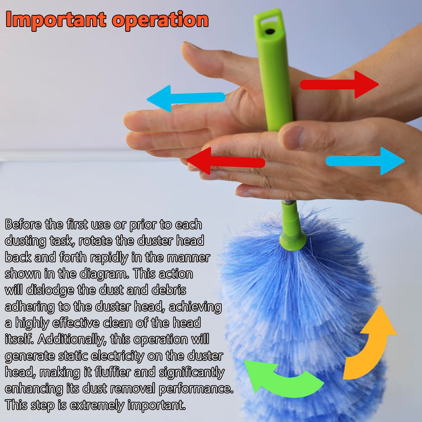 4 Pack Washable Electrostatic Duster, Extendable Pole 25" to 55", Feather Duster for Cleaning, Electrostatic Feather Duster