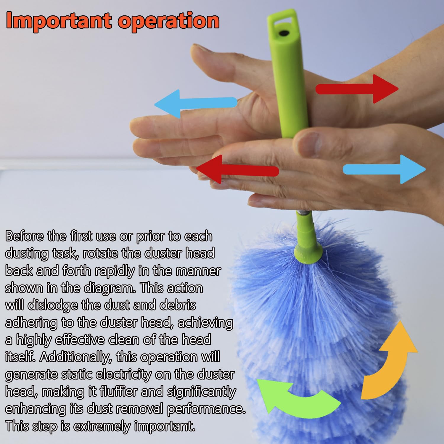 4 Pack Washable Electrostatic Duster, Extendable Pole 25" to 55", Feather Duster for Cleaning, Electrostatic Feather Duster