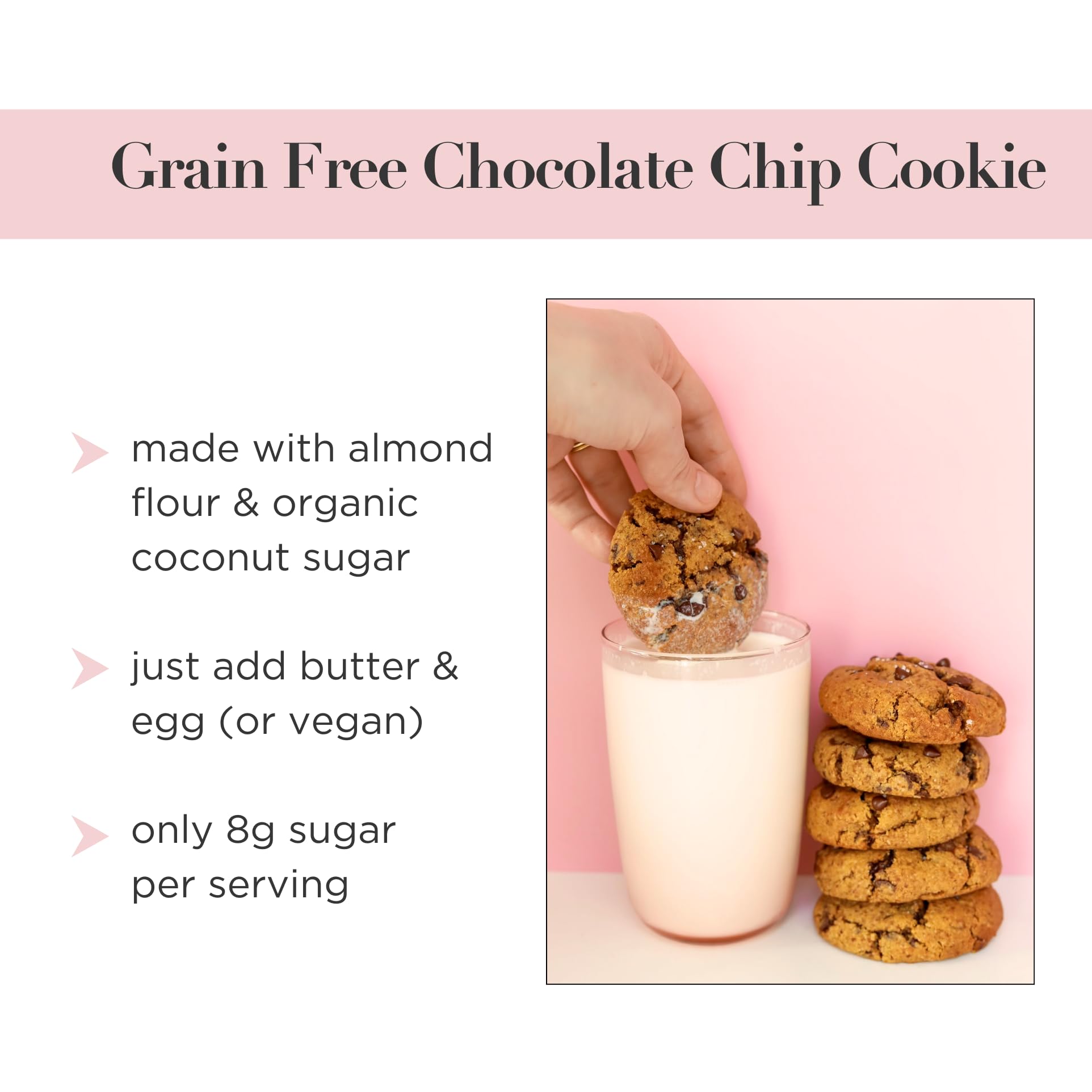 Stellar Eats Grain-Free Chocolate Chip Cookie Mix | Almond Flour-Based | Gluten-Free, Dairy-Free, Paleo-Friendly | Soft, Chewy & Fudgy | Sweetened with Unrefined Coconut Sugar | Makes 14-16 Cookies