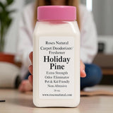 Roses Natural Carpet Deodorizer Powder - Holiday Pine, Long-Lasting Odor Eliminator, Plant-Based, Pet Friendly, 16 oz, Made in the USA