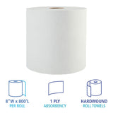 Boardwalk BWK17GREEN Boardwalk Green Universal Roll Towels, Natural White, 8" x 800ft (Case of 6 Rolls)