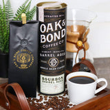 Oak & Bond Coffee Co. Bourbon Barrel Aged Coffee, Brazil Single Origin Whole Bean, Medium Roast - Chocolate, Caramel, Mandarin Orange, Sweet Bourbon