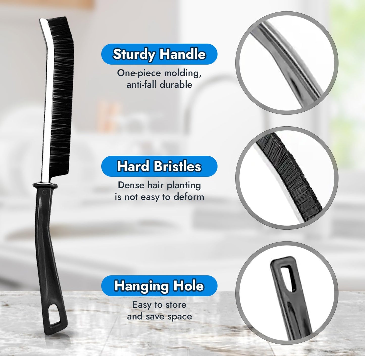 Hard Bristle Crevice Cleaning Brush, Multifunctional Small Cleaning Brush, Scrub Brush for Shower Tile, Gap Cleaning Brush for Kitchen, Bathroom