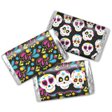 Sugar Skull Day of The Dead, Dia De Los Muertos Halloween Themed Mini Chocolate Candy Bar Sticker Wrappers, 45 1.4" x 2.6" Wrap Around Labels by