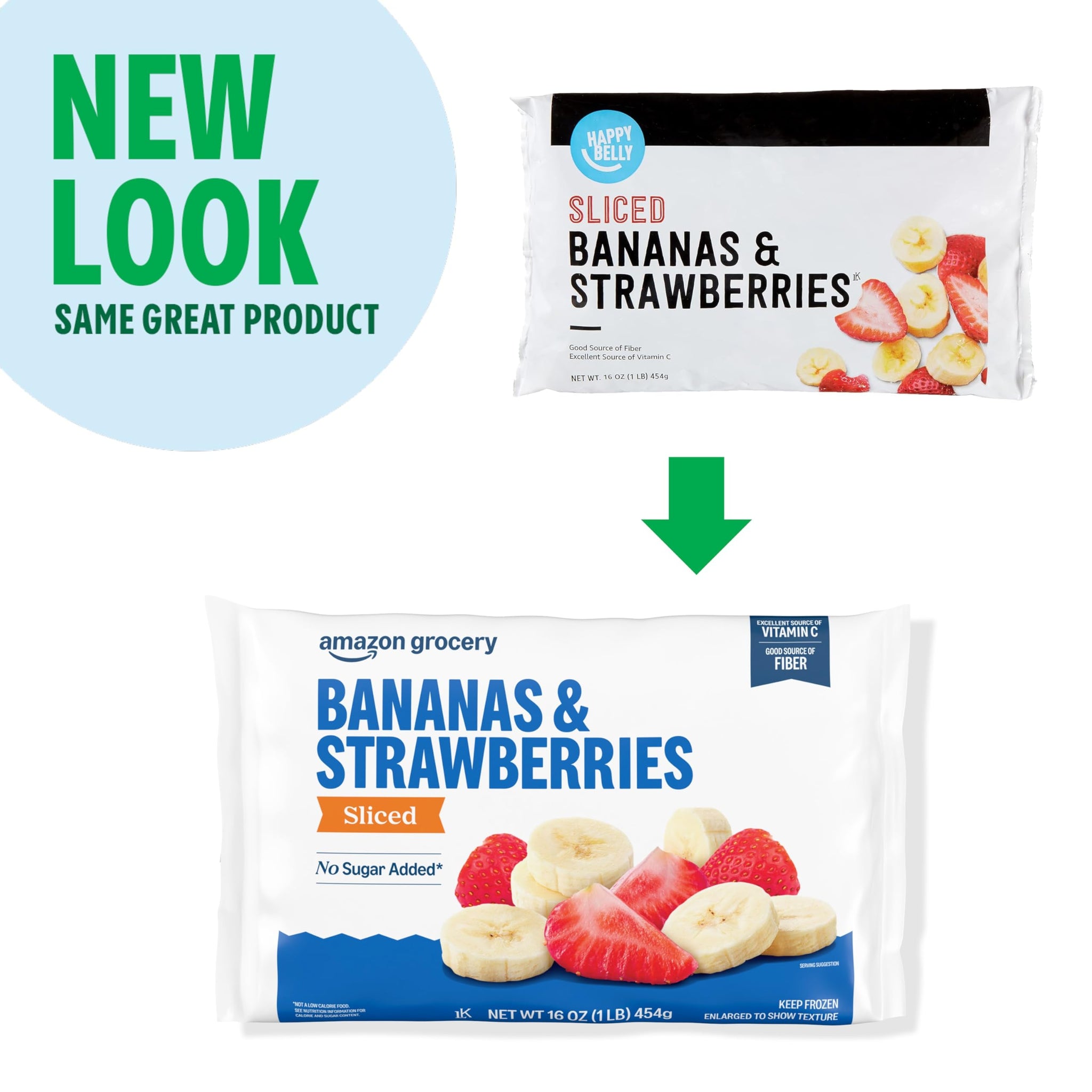 Amazon Grocery, Sliced Bananas & Strawberries, 16 Oz, Frozen (Previously Happy Belly, Packaging May Vary)