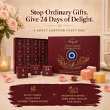 Marquell Turkish Delight Gift Box - 24 Day Advent Calendar Style, Premium Fruit-Infused Gourmet Candy Assortment, Handmade Individually Wrapped Soft