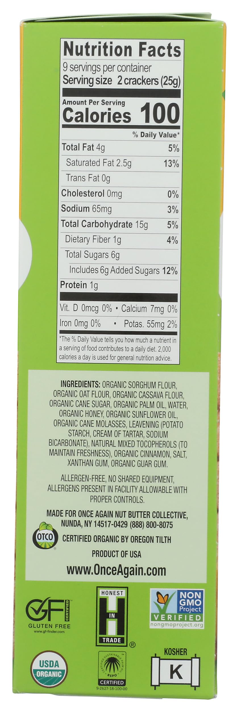 Once Again Organic Honey Graham Crackers, 7.93 OZ