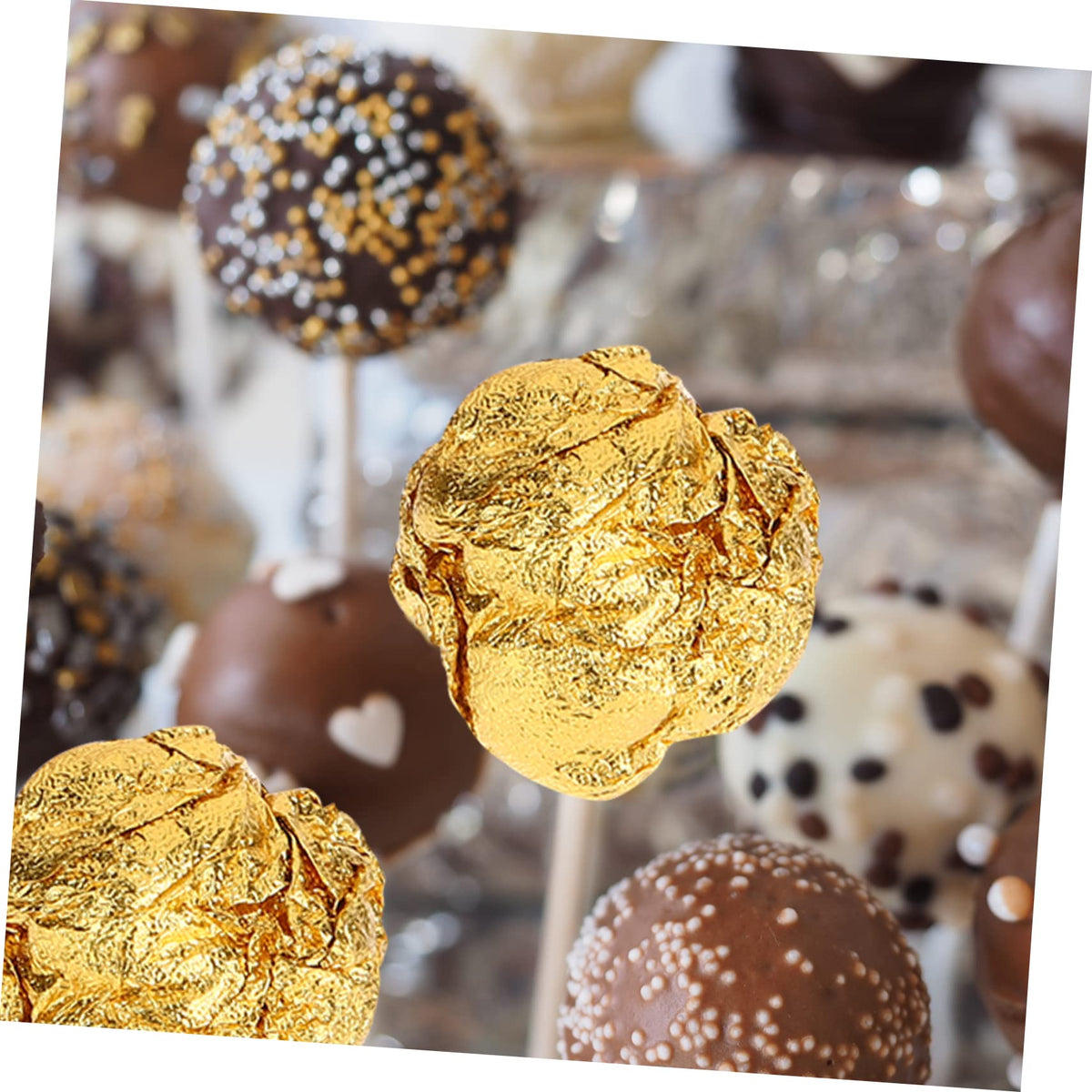 Garneck 200pcs Aluminum Foil for Chocolate Textured for Party Favors Weddings Birthdays and Crafts