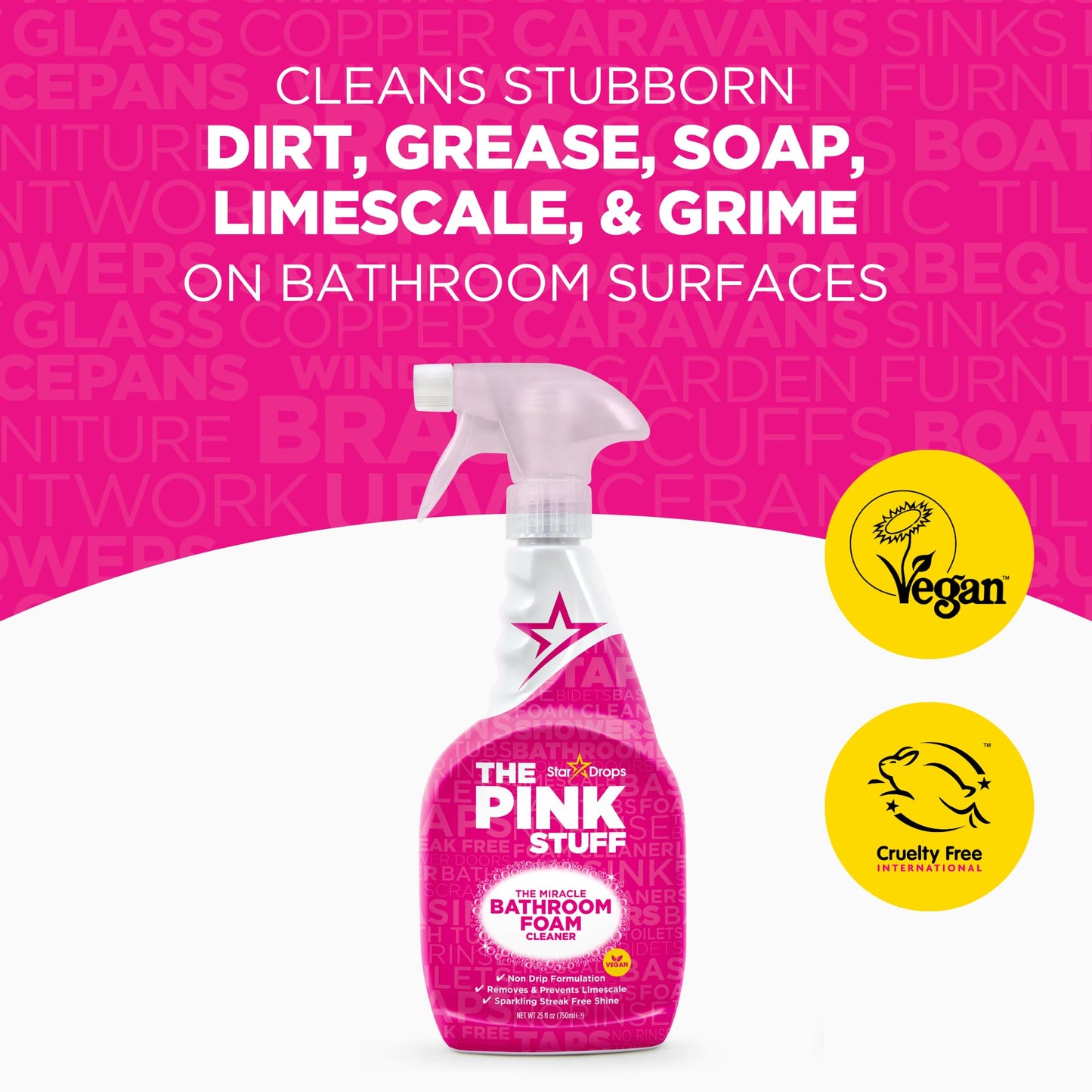 Stardrops - The Pink Stuff - Miracle Cleaning Ultimate Bundle - Paste, Multi-Purpose Spray, Bathroom Foam Spray, and Cream Cleaner - Ideal