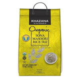 Organic Sona Masoori Rice by Khazana in 10 lb Bag - Aromatic and Flavorful Indian Grain - Non-GMO, Gluten Free, Kosher, Cholesterol Free