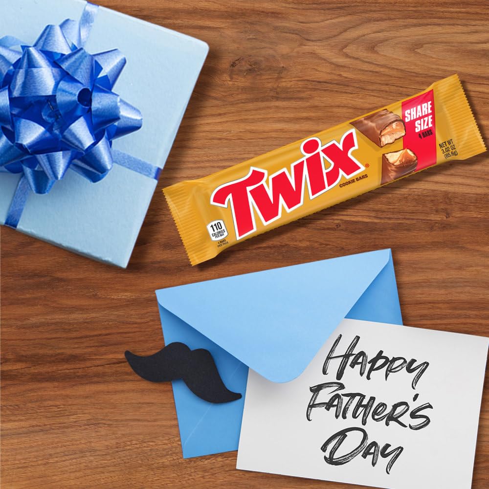 Twix, Milk Chocolate Caramel Cookie Candy Bars, Share Size, 3 Ounce