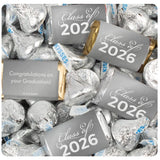 248 Pcs Silver Graduation Class of 2026 Candy - Miniatures & Silver Kisses