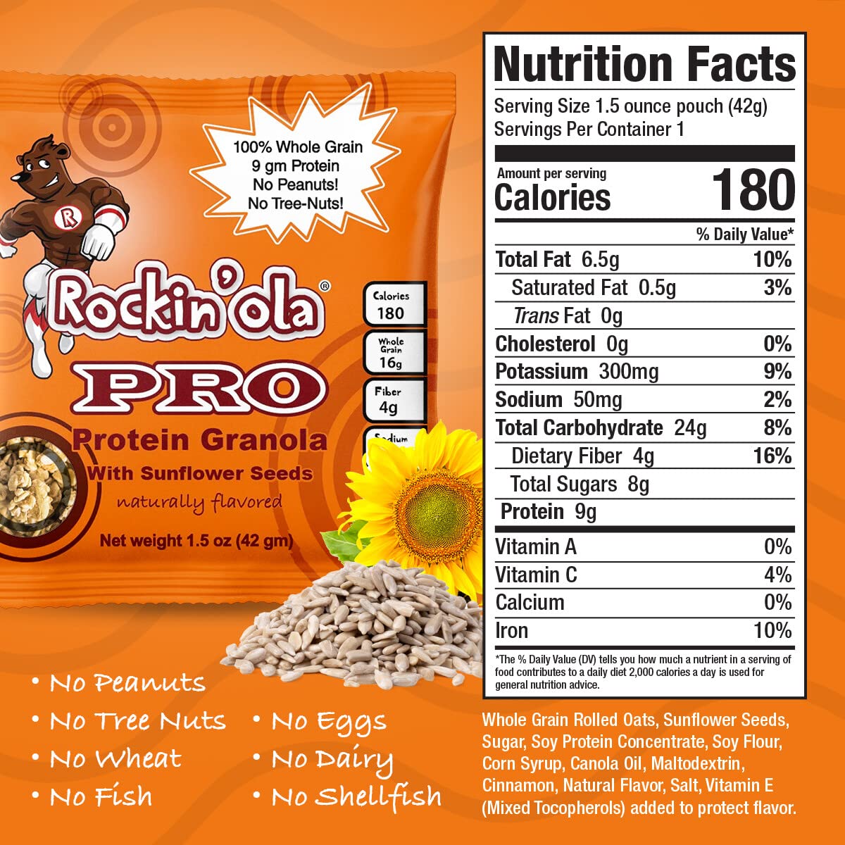 Rockin'Ola Protein Granola Clusters, Quick Breakfast Snack, Allergen Free, No Artificial Flavors, Colors or Preservatives, On-The-Go Healthy Snack