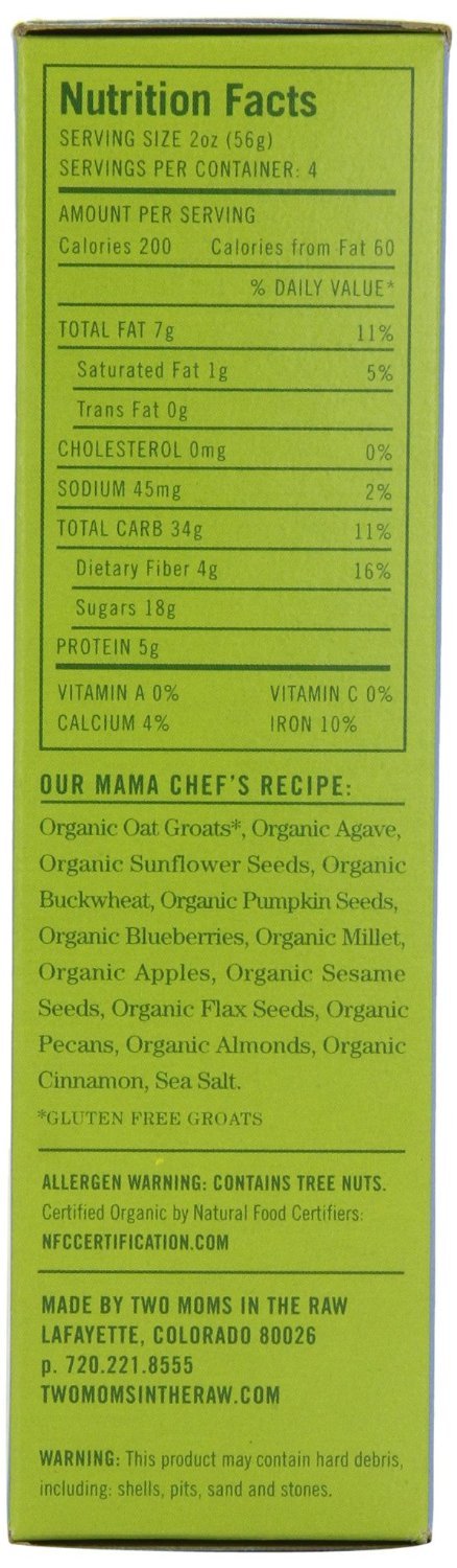 Two Moms in the Raw Gluten Free Granola Bars, Blueberry, 8 oz.