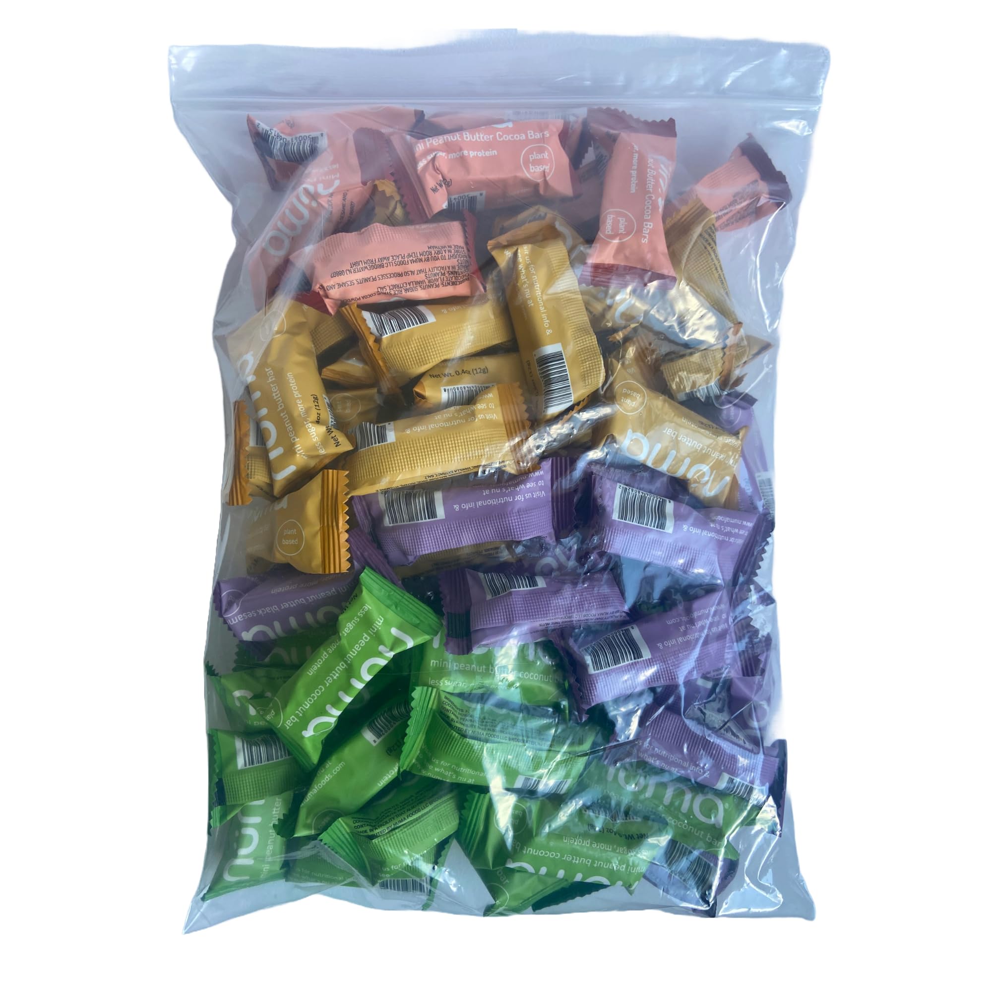 Assorted Mini Peanut Butter Bars, loose lb bulk, vegan high protein low sugar, 4 flavor variety, all natural, gluten free, plant based, individually