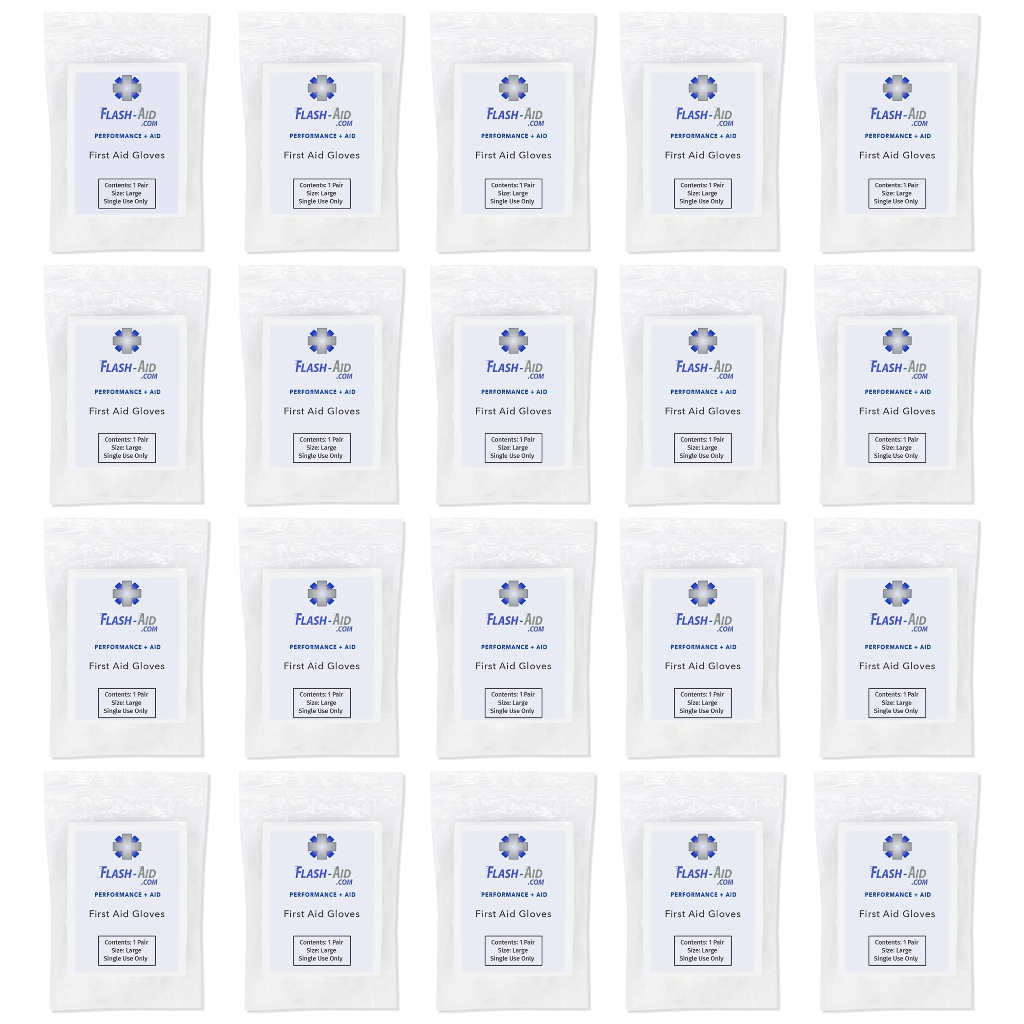 First Aid Gloves for Emergency Kits and Travel, Individually Packaged Gloves, Disposable, Latex-Free, 20 Pairs