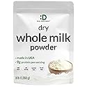 Dry Whole Milk Powder, 3lbs - Natural Pasture Raised Source - Made in USA - Powdered Milk for Baking & Cooking - 9g Protein Per Serving - Non-GMO, Filler Free