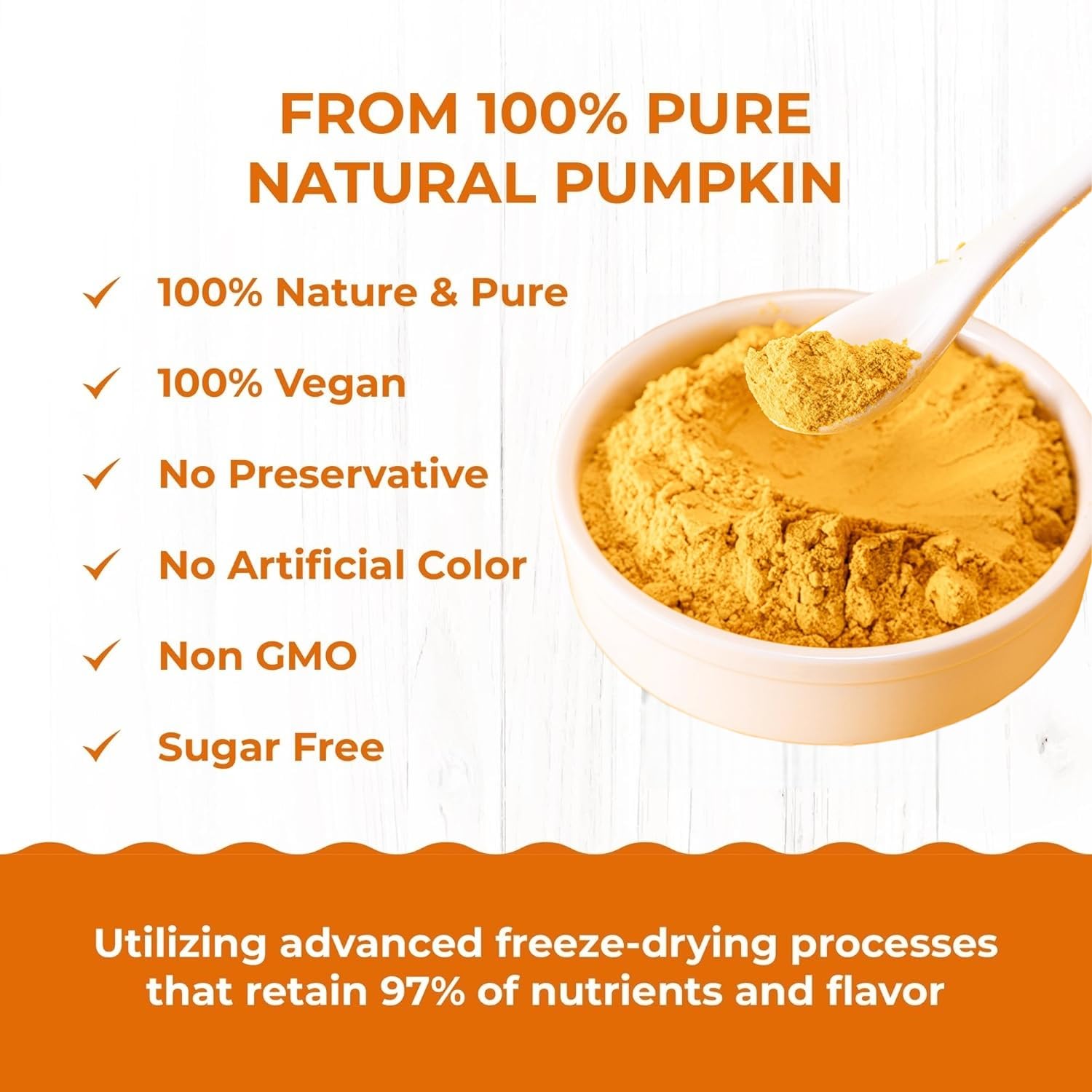 Organic Pumpkin Powder,10.58 oz, 100% Pure Sweet Pumpkin for Lattes, Baking & Smoothies | Vegan, Gluten-Free, Kosher | Easy Puree & Juice Mix-In