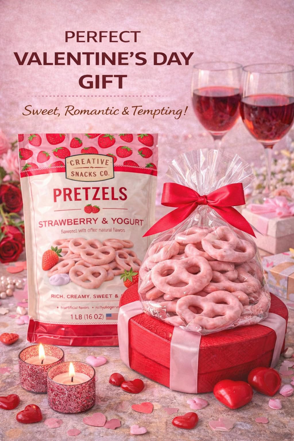 Creative Snacks Strawberry & Yogurt Pretzels 1 lb 8 oz. (680 g.)